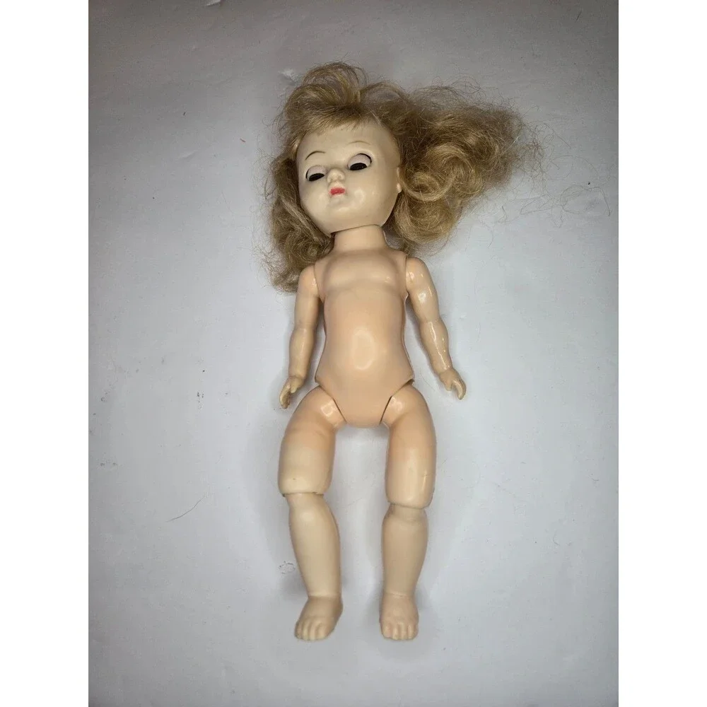 Vintage Plastic Doll Knees Bend Eyes Open and Close Blonde Hair Discoloration